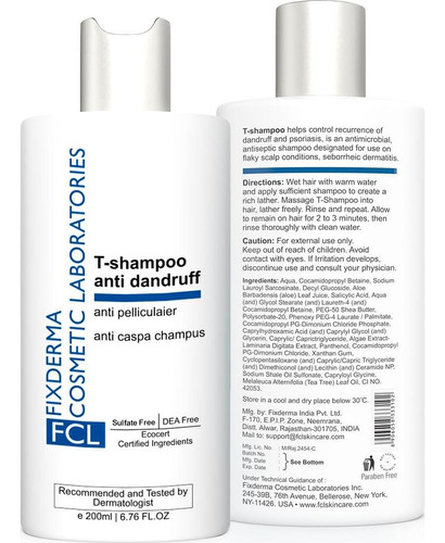 Champú Anticaspa Fcl T-champú 200ml Ácido Salicílico