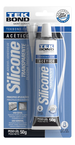 Silicone Acético 50g Transparente - Tekved