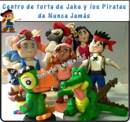 Centro De Torta De Jake Y Los Piratas En Masa Flexible