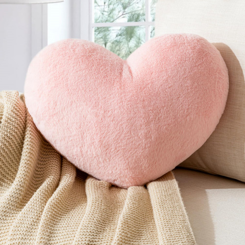 Cojín Vodoie Con Forma De Corazón, Piel De Conejo Sintética