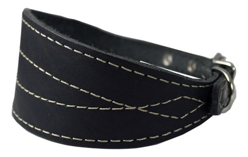 Negro Real Piel Extra Wide Whippet Perro Collar 2  Wide Con