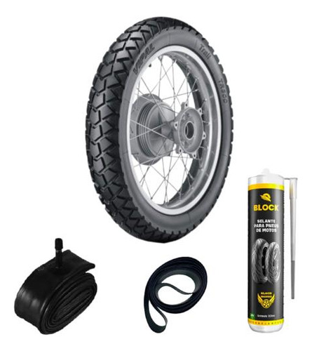 Pneu 120/80-18 62s Tr300 Vipal + Câmara + Cinta + Selante
