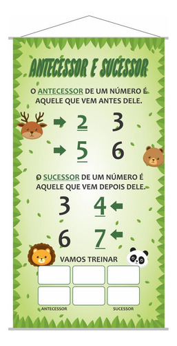 Banner Sucessor Antecessor Números Escolar Pedagógico 80x50