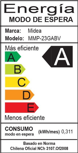 Imagen 5 de 5 de Microondas Midea 23lt Mirror Gris Mmp 23 Gabv