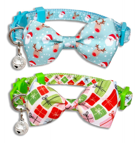 Christmas Bow Tie Collar Set With Bell Winter Holiday Santa