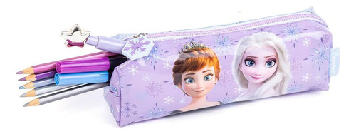 Estojo Escolar Feminino Frozen Ii Azul Claro Cor Azul-claro
