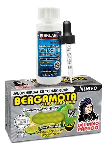 Imagen 1 de 5 de Minoxidil 5% Solución Tópica 1 Mes + Jabón Bergamota 125gr