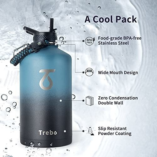 Botella De Agua Trebo 1 Galón Con Aislamiento, Asa De