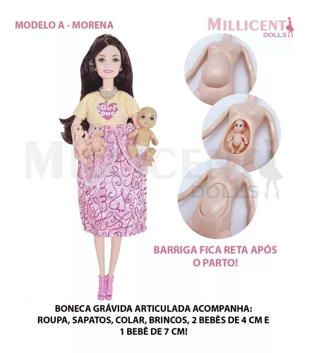 Boneca barbie gravida com bebe