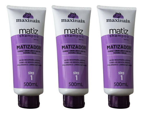 Shampoo Maxihair 500ml Matizador - Kit C/ 3un