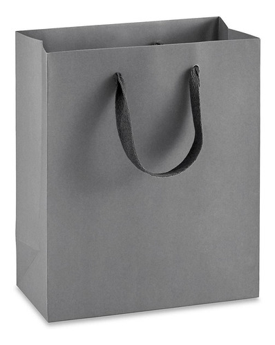 Bolsas Con Asas De Listón - 20x10x25cm, Grises - 100/paq