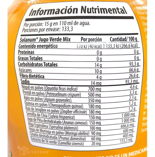 Imagen 2 de 7 de Jugo Verde Mix Quinoa Jengibre Piña Apio Spirulina Nopal 2kg