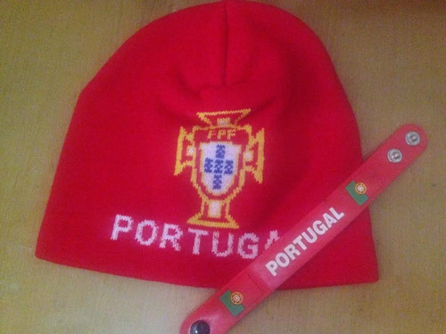 Gorro Tejido Futbol Portugal + Pulsera Brazalete Bmg