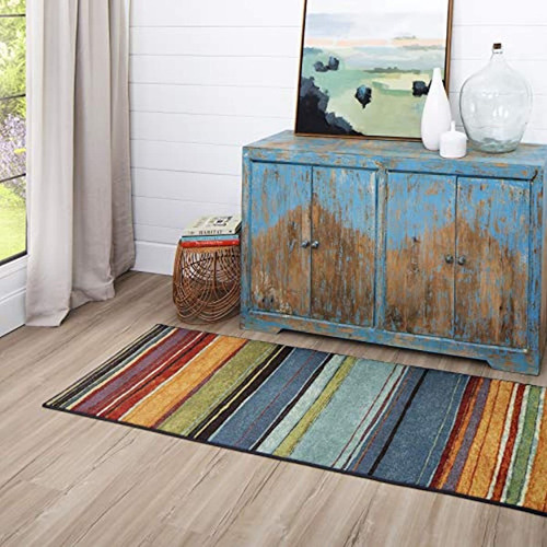 Mohawk Home - Alfombra Con Diseño De Rayas Arcoiris Tela M