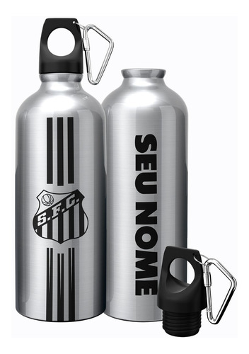 Squeeze Garrafa Agua Santos 600ml Personalizada C/ Nome