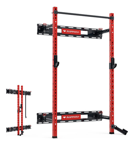 Mappding Folding Squat Rack Wall Mounted With Weight Bench