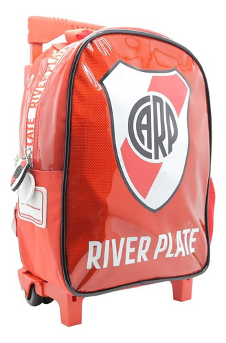 Mochila Escolar River Plate Pasion Con Carro Color Rojo Diseño de la tela Liso