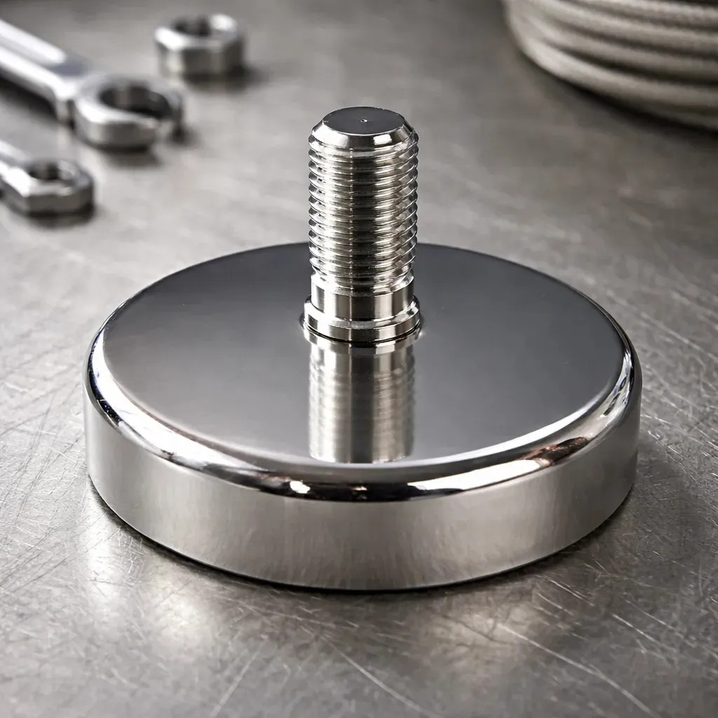 Fixador Magnético de Neodímio com Rosca Externa M8, 48mm, para 80kg