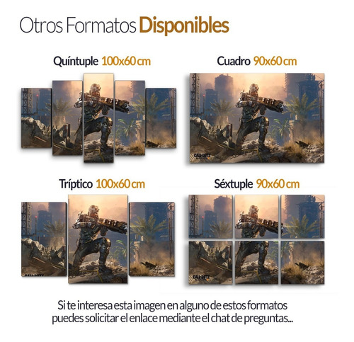 Cuadro Decorativo Moderno Gamers Call Of Duty Jd-0215 G Cuadro 90x60 Cm Sin Marco