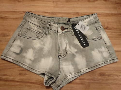 Short Jean Gris Blanco Piece Of Cake T. S Nuevo C/ Etiqueta