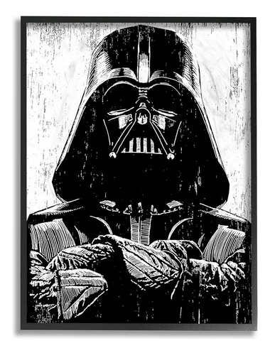 Stupell Industries White Star Wars Darth Vader Distressed Wo