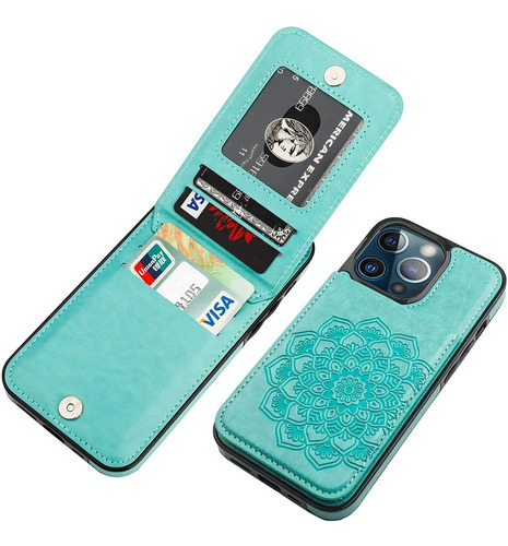 Funda Para iPhone 13 Pro, Verde/con Tarjetero/6.1 In