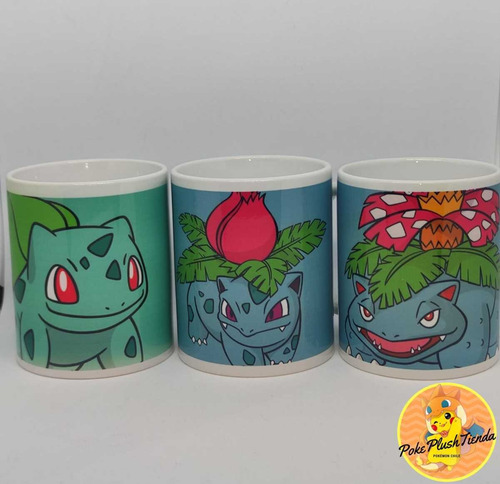 Imagen 2 de 5 de Tazas Pokémon Set Evoluciones Bulbasaur Ivysaur Venasaur