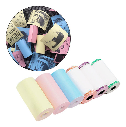 4 Rolo De De Papel Para Impressora Térmica Mini 6 Cores