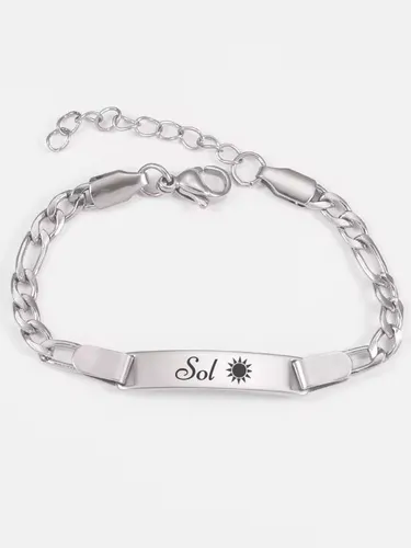 Pulsera Bebé Con Nombre Acero Pulserita Grabada Nena Nene Plateado 12 Cm 12 Cm