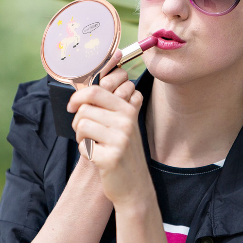 Miniespejo De Maquillaje Redondo, Elegante Espejo Con Estamp