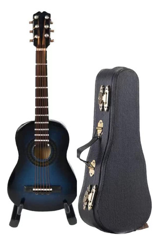 Modelo Guitarra Miniatura Azul Adorno Instrumento Musical