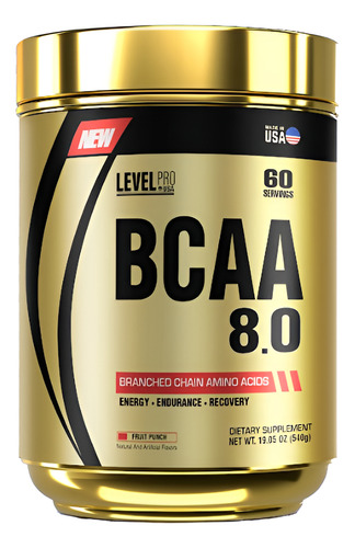 Bcaa 8.0 / Aminoácido En Polvo - Level Pro 540gr