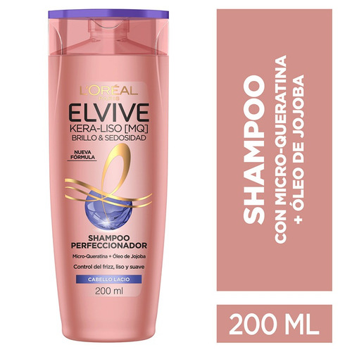 Shampoo Elvive Kera-liso Brillo Y Sedosidad 200 Ml