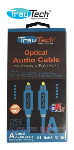 Cable De Audio Digital Optico 1.80 Metros Trautech Toslink
