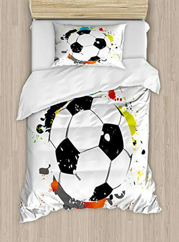 Funda Nórdica Deportes Fútbol Abstracto Colores Arcoíris, 2 