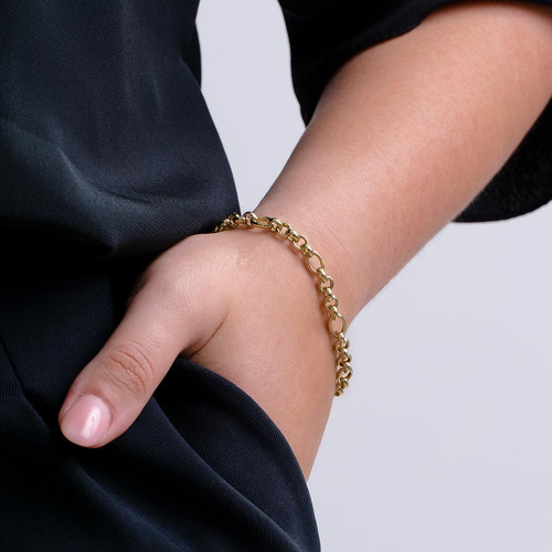 Pulseira De 5.8mm Com Elos De Portuguesa E Desquinados Em Ou