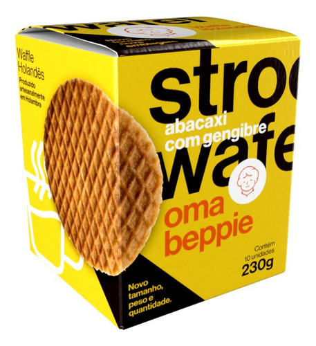 Stroopwafel Sabor Abacaxí C/ Gengibre - 230gr - Oma Beppie