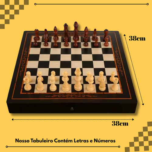 Jogo Xadrez Profissional Tabuleiro Com Gaveta Magnético Ima