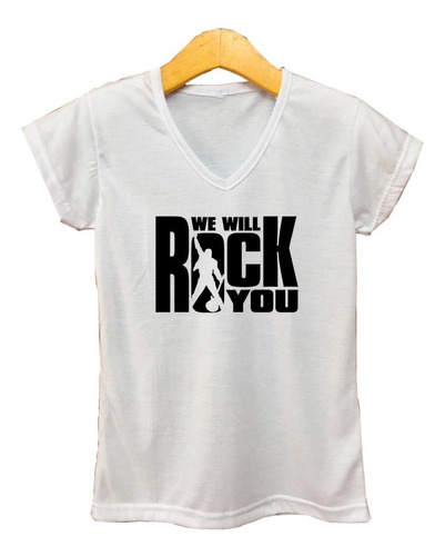 Remera Escote V Mujer Queen We Will Rock You