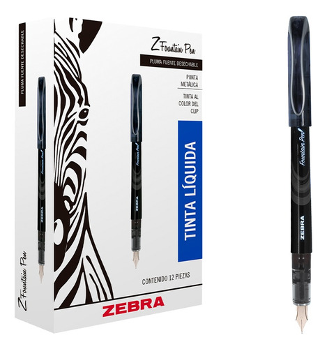 Pluma Fuente Punta De Metal Z Fountain Pen Zebra 12 Piezas.