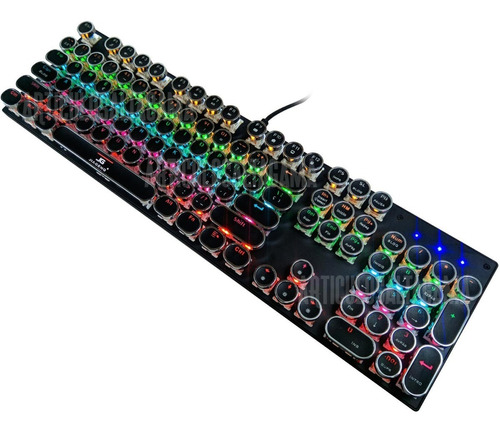 Teclado Gamer Mecánico Teclas Redondas Luces Español Con Ñ