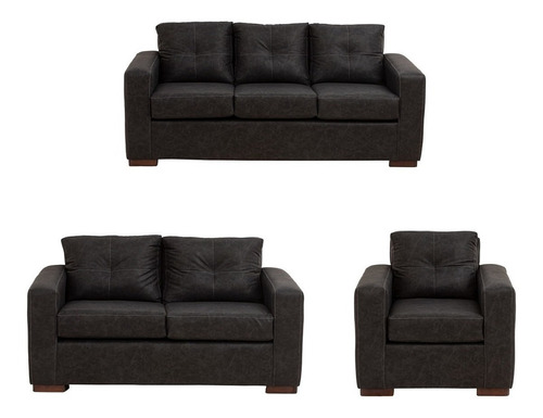 Living Franco 321 Cuero Auris Negro / Muebles América