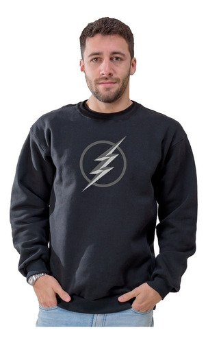 Imagen 1 de 1 de Buzo Hoodies Logo Flash En Gris Buzos Cuello Redondo