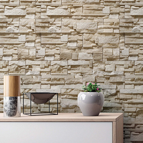 Papel Parede Pedras Canjiquinha Adesivo Lavavel 3d 1,5 M