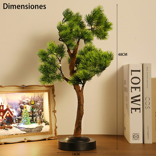 Lámpara Mesa Árbol Bonsái Artificial Decorativa Con Luz Usb