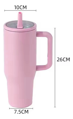 Termo 1200ml Doble Pared Térmico Acero Inoxidable Con Popote Rosa