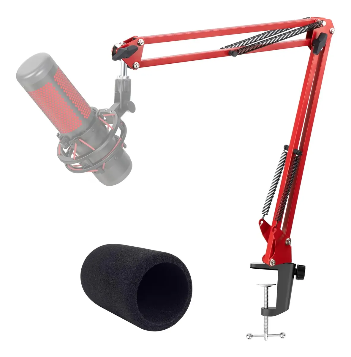 Microfone Hyperx Quadcast Arm Red Premium Boom Para Streamin