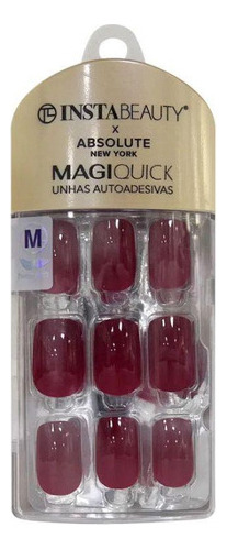 Unhas Instabeauty Absolute Auto-adesivas Burgundy Red Medio