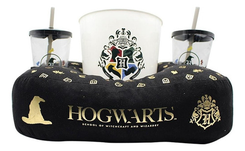 Kit Almofada Porta Pipoca Harry Potter Hogwarts