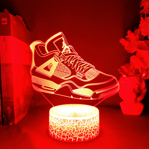 Lampara 3d Diseño Zapatilla Air+ Base Touch + Control Remoto